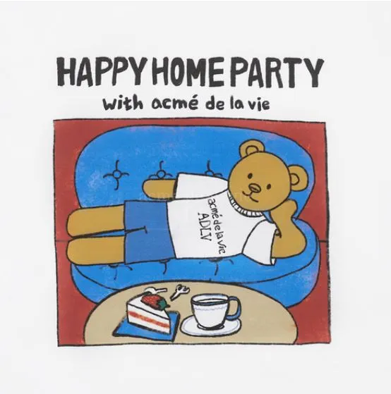 ADLV HAPPY HOME PARTY SHORT SLEEVE T-SHIRT TEE WHITE (DIRECTLY FROM KOREA)