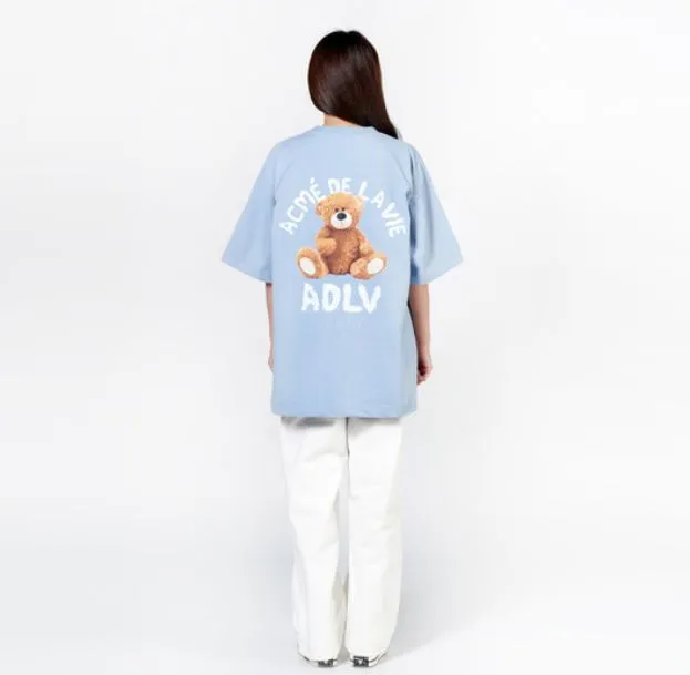 ADLV Sky Blue Teddy Bear T-Shirt – Authentic Korean Style Tee