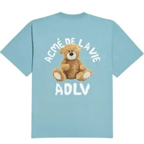 ADLV Sky Blue Teddy Bear T-Shirt – Authentic Korean Style Tee