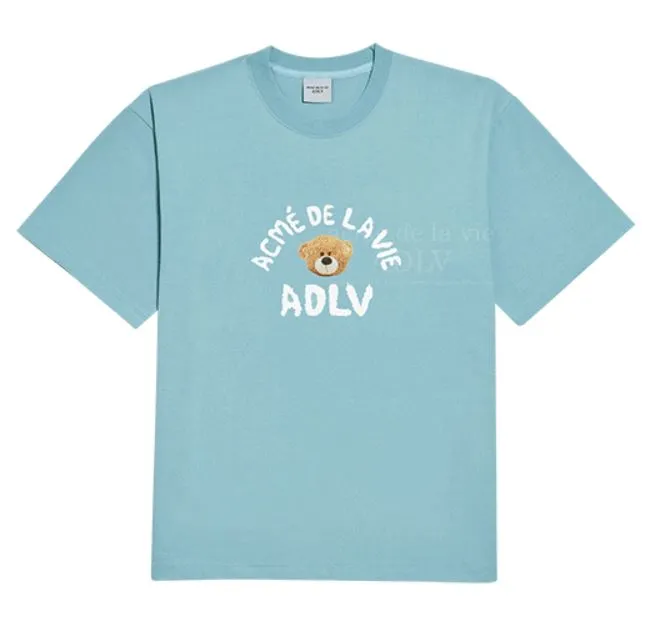 ADLV Sky Blue Teddy Bear T-Shirt – Authentic Korean Style Tee