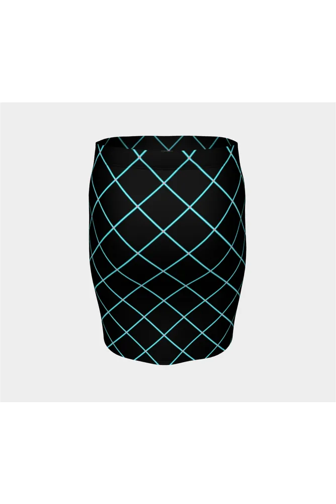 Aqua Grid Fitted Skirt