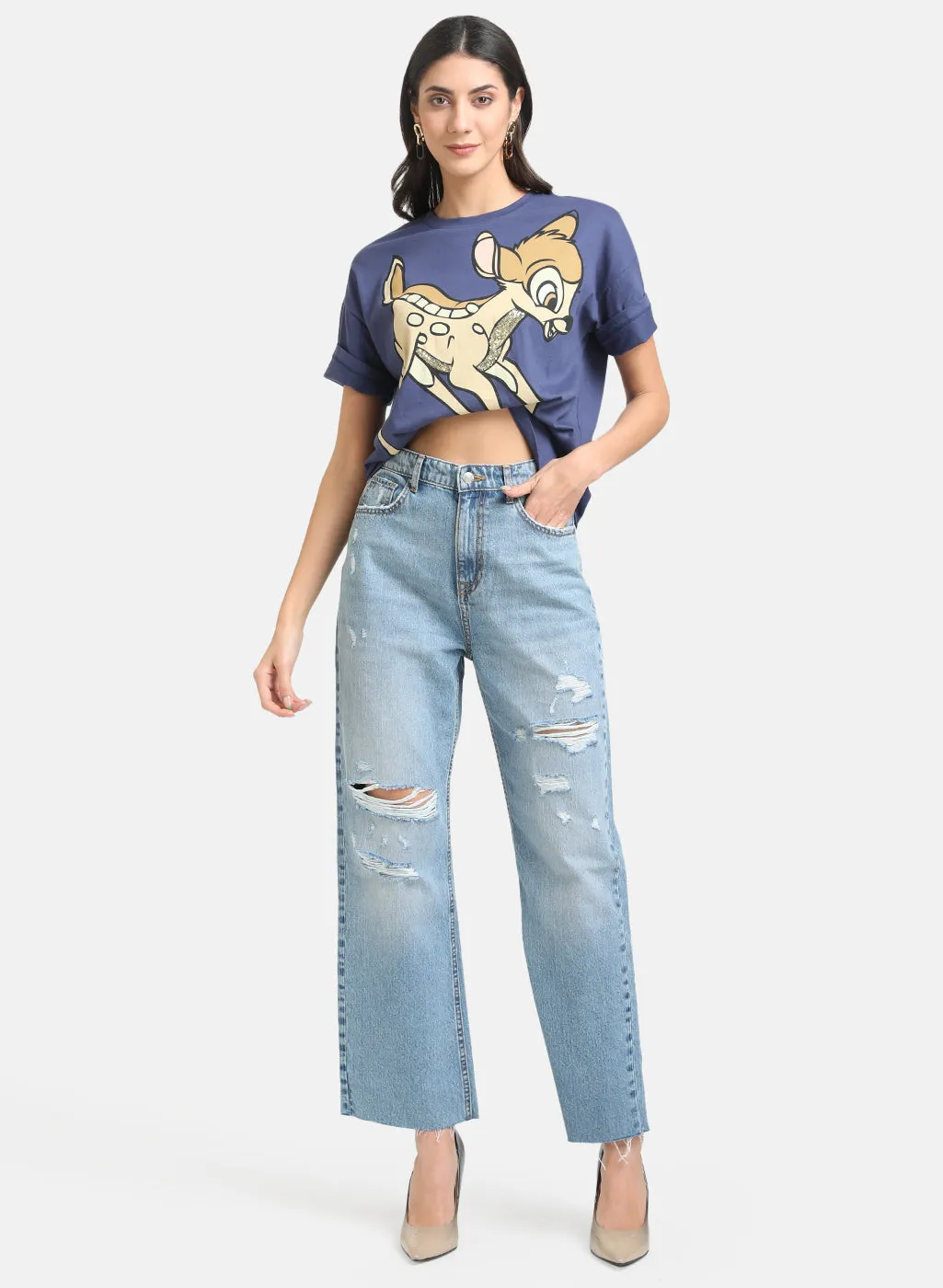 Bambi Disney Printed T-Shirt With Sequin Work