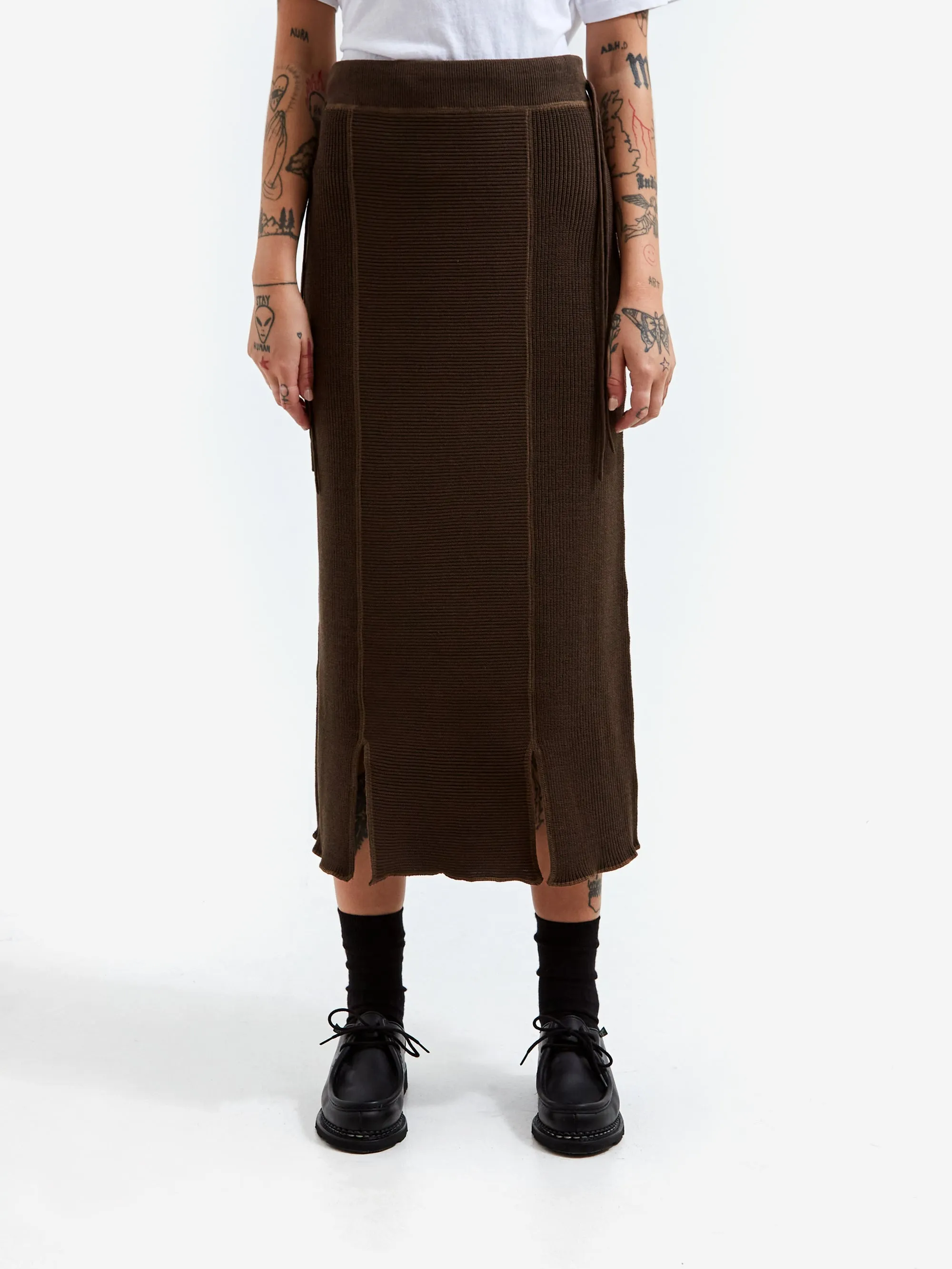 Beams Boy MIL Knit Skirt - Dark Brown