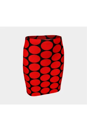 Big Red Ovals Fitted Skirt