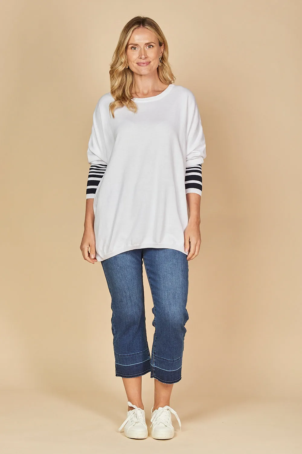 Binky Striped Jumper in White