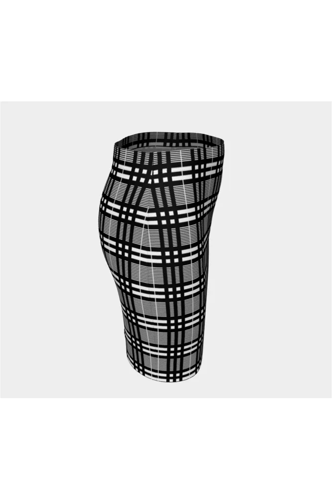 Black & White Plaid Fitted Skirt