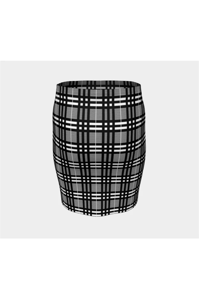 Black & White Plaid Fitted Skirt