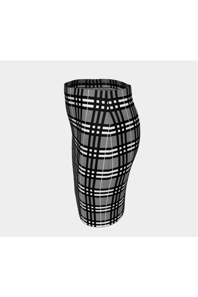 Black & White Plaid Fitted Skirt