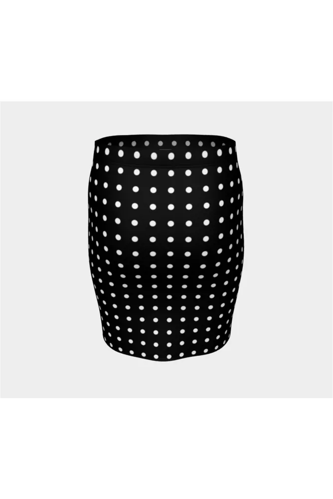 Black and White Polka Dot Fitted Skirt