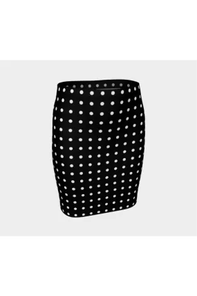 Black and White Polka Dot Fitted Skirt