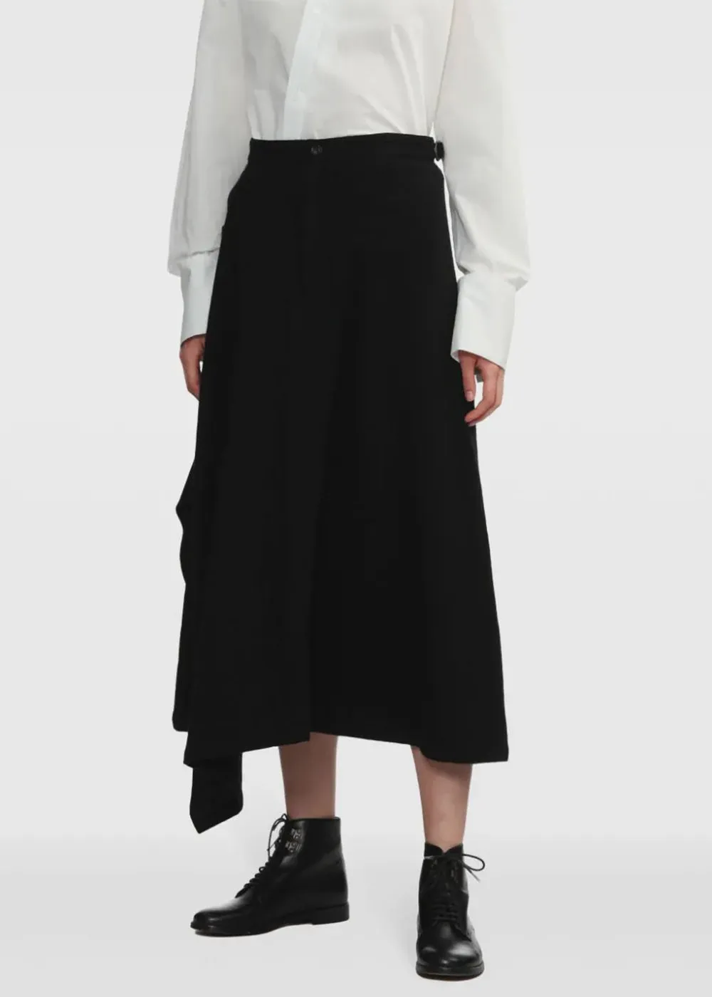 Black Draped Midi Skirt