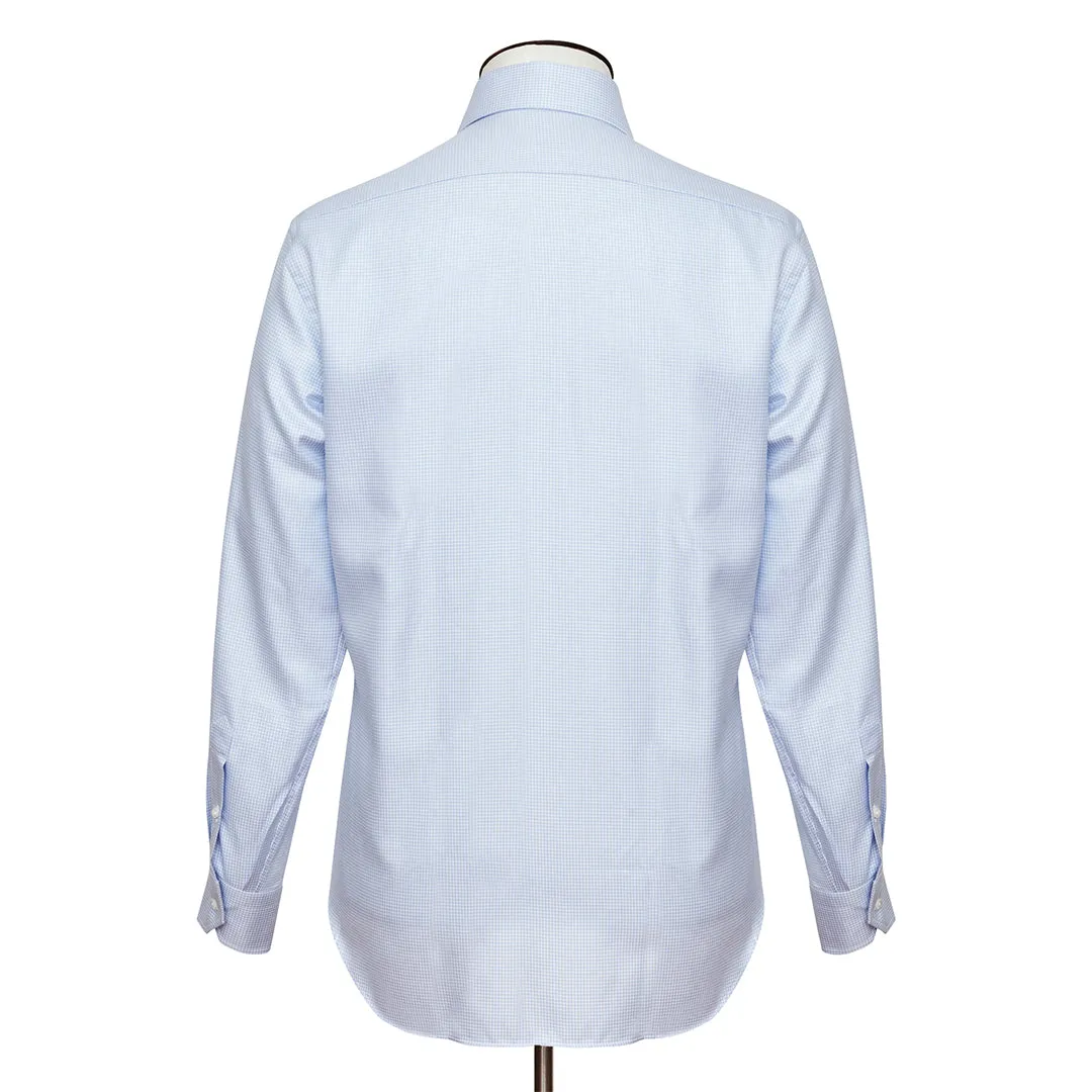 Blue & White Puppytooth Twill Cutaway Collar Shirt