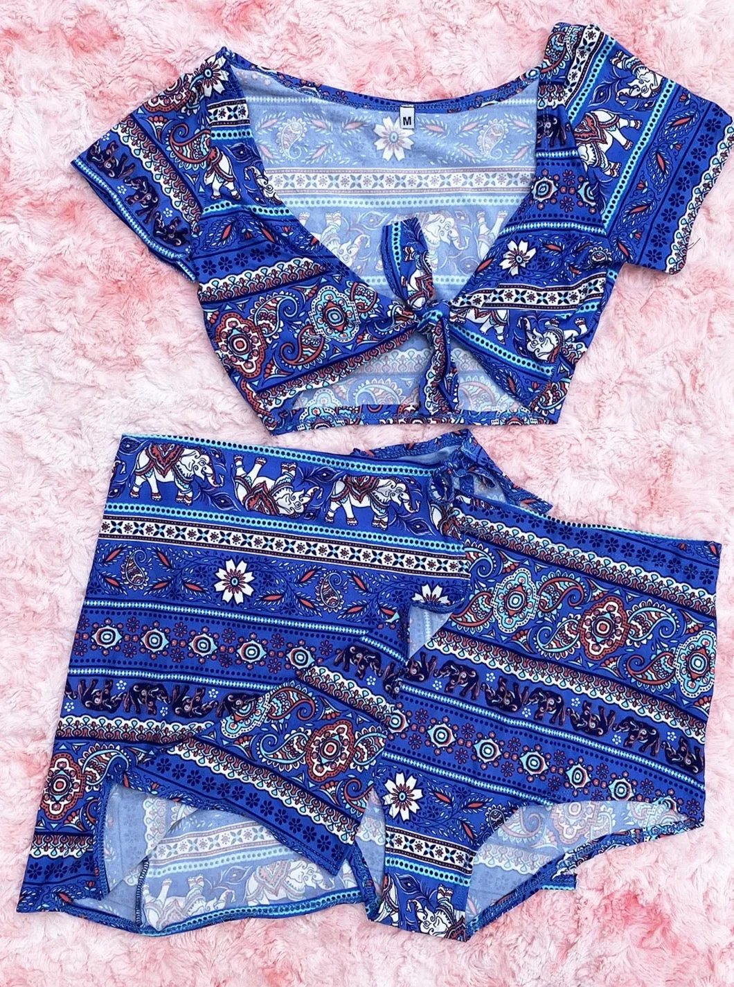 Blue Elephant Split Skirt & Shorts