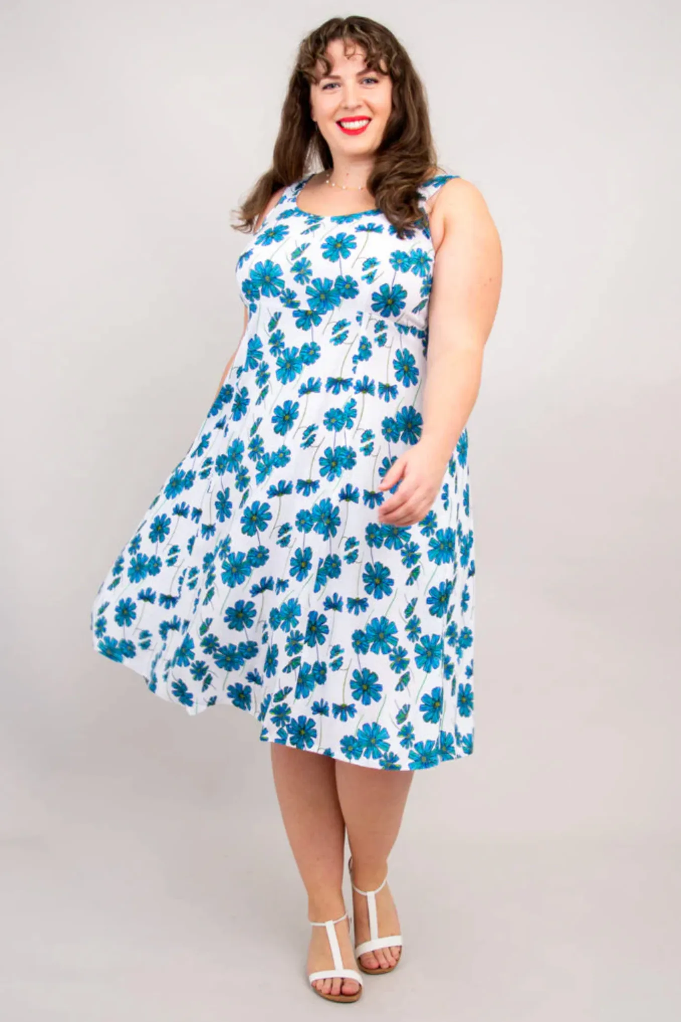 Blue Sky Shauna dress, bamboo linen knee