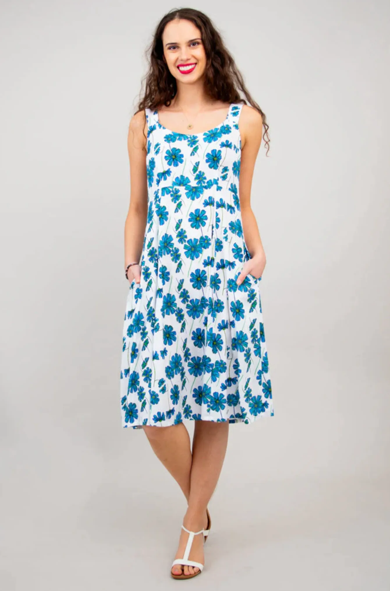 Blue Sky Shauna dress, bamboo linen knee