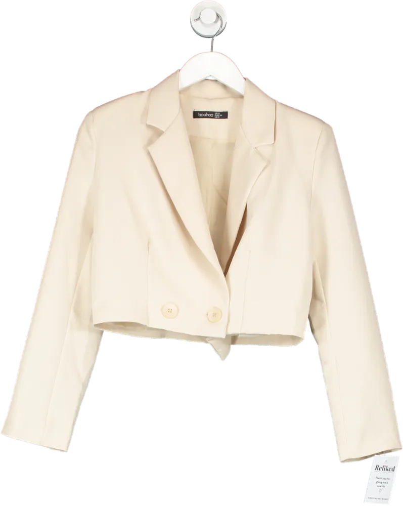 boohoo Nude Tailored Cropped Blazer UK 6