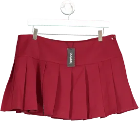 boohoo Red Pleated Micro Mini Skirt UK 14