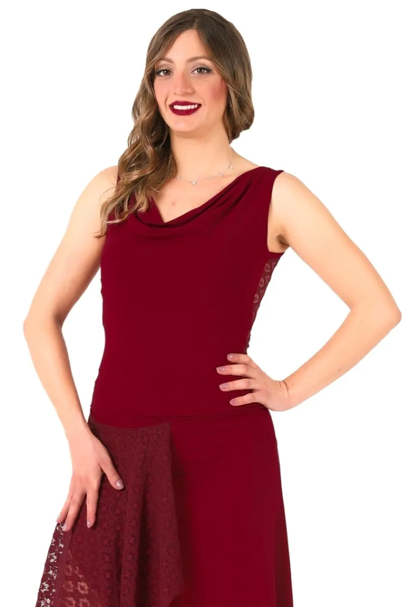 Burgundy Tango Top with Lace Back