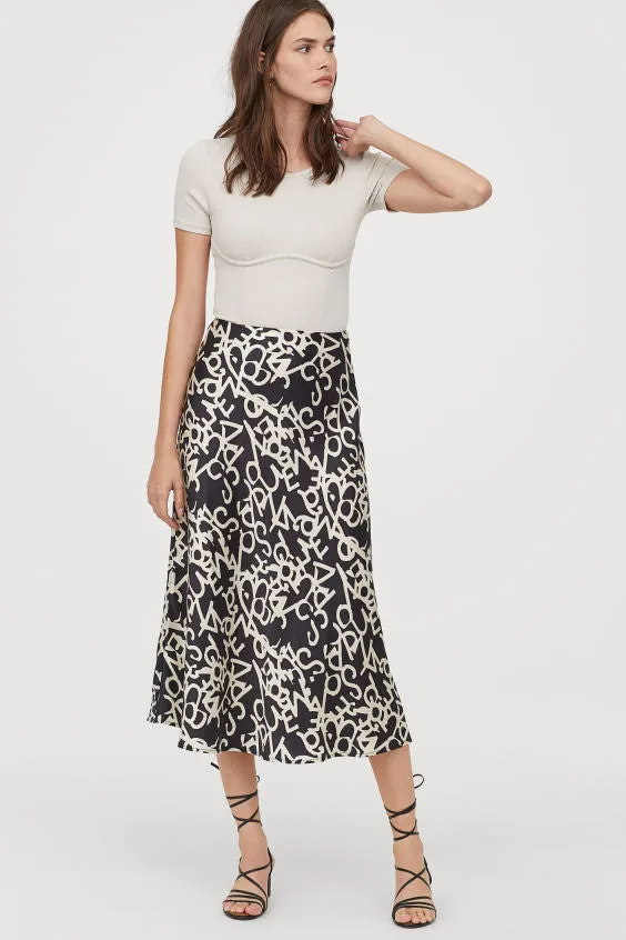 Calf-length Satin Skirt