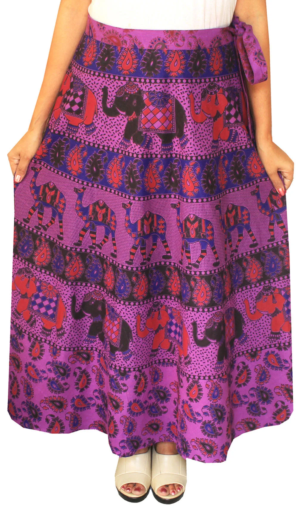 Cotton Wrap Around Long Skirt Womens Indian Clothing (Purple)