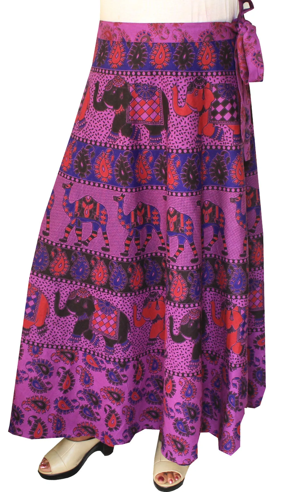 Cotton Wrap Around Long Skirt Womens Indian Clothing (Purple)