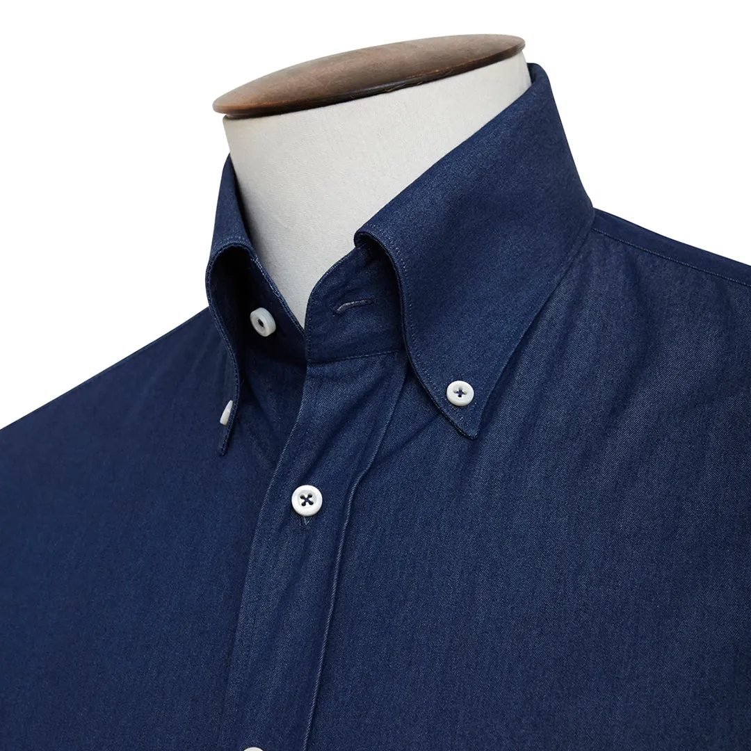 Dark Blue Denim Button-Down Shirt