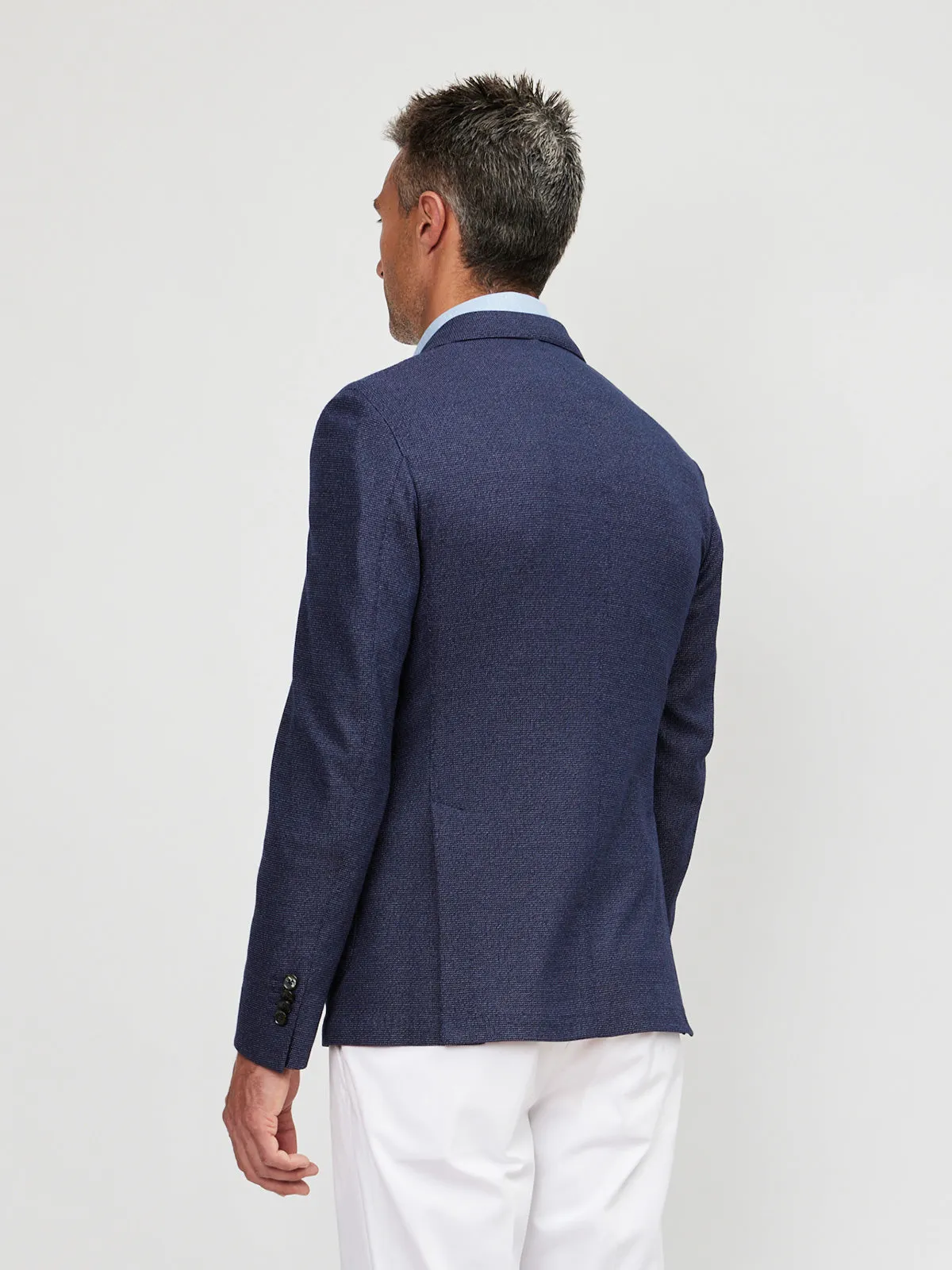 Dark Blue Double Breasted Jersey Blazer