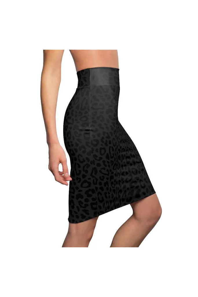 Dark Leopard Print Women's Pencil Skirt