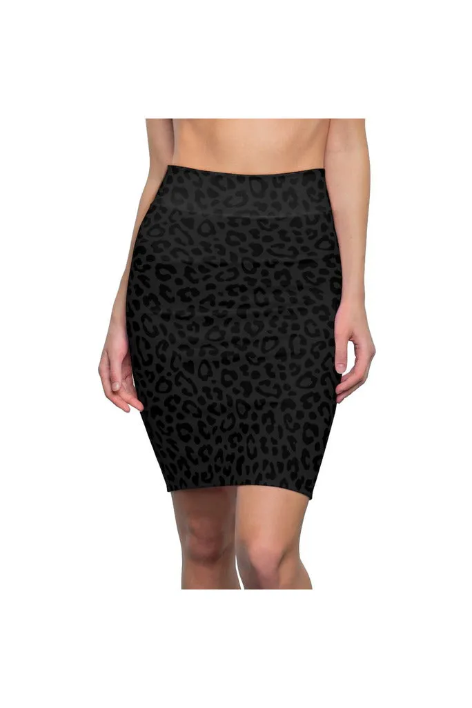 Dark Leopard Print Women's Pencil Skirt