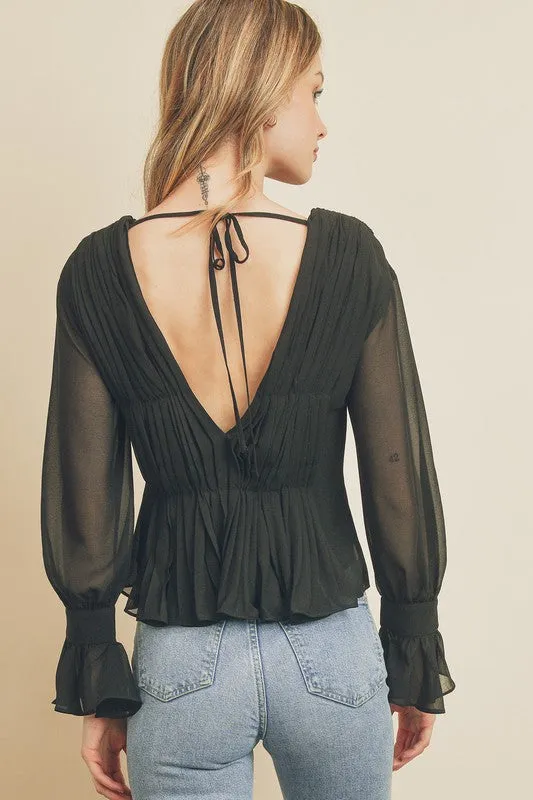 Doube Take Pleated Peplum Blouse