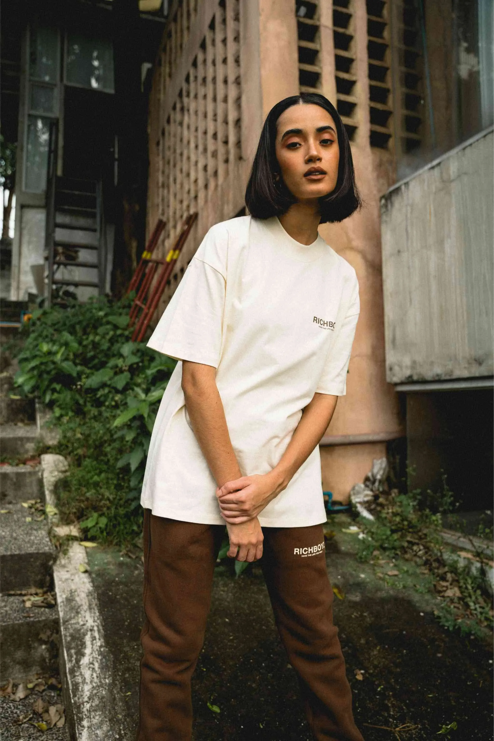 DROP SHOULDER TEE - CREAM