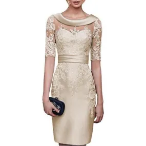 Elegant Nude Lace Bride Dress