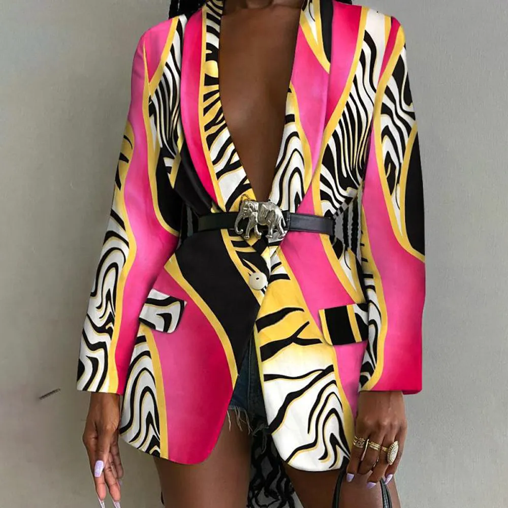 Elegant Pattern Printed Blazer Outerwear