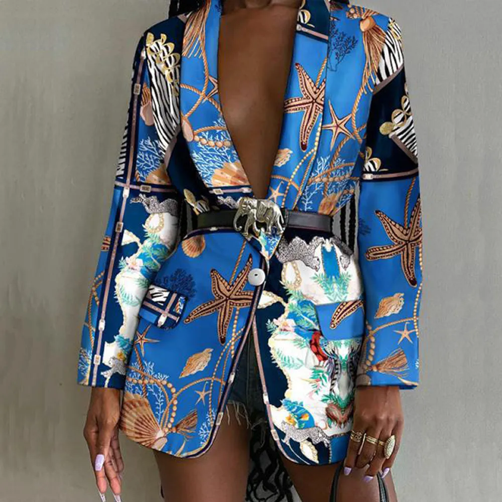 Elegant Pattern Printed Blazer Outerwear