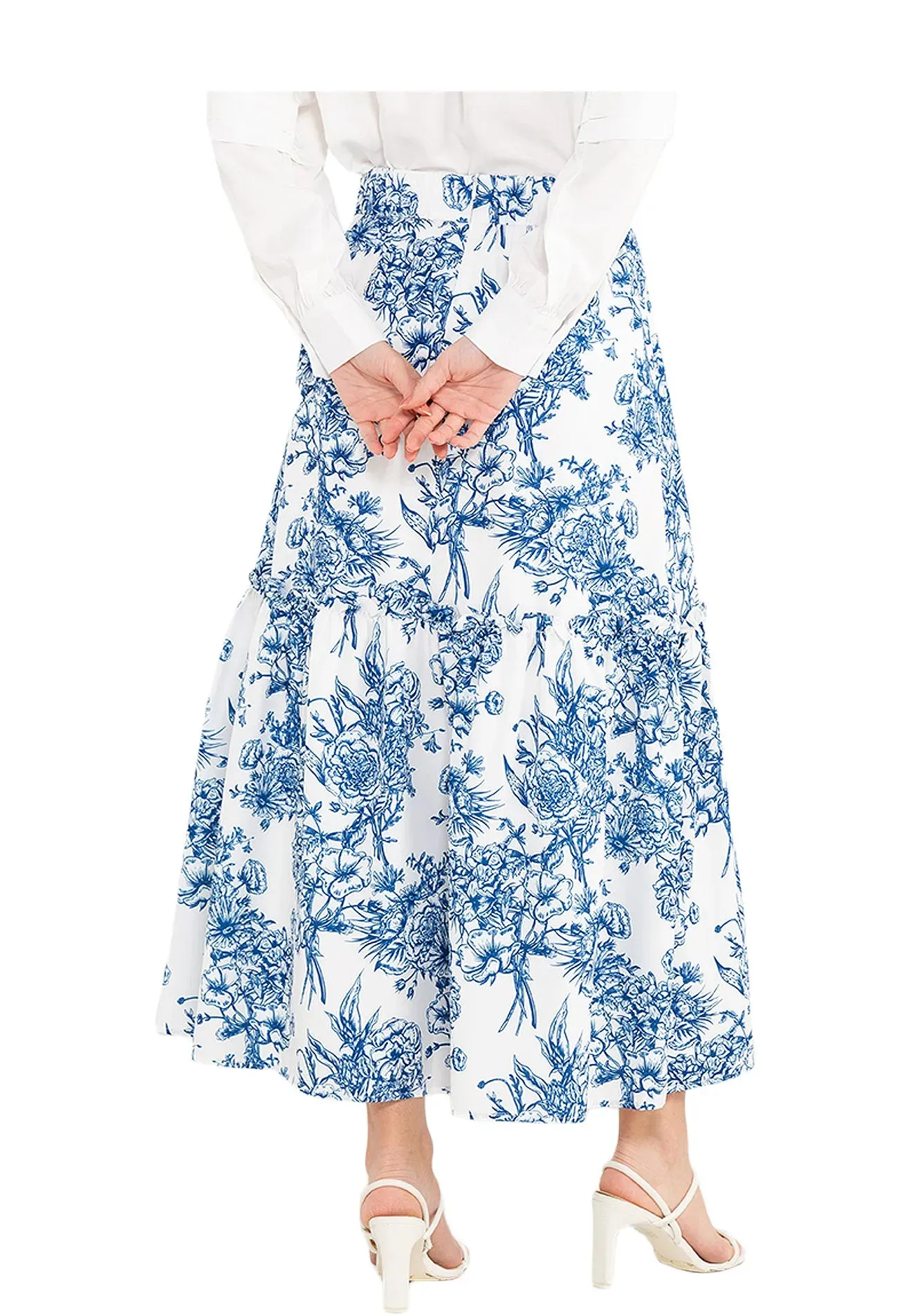 ELLE Apparel ELLE Apparel Floral Printed Ruffle Hem Maxi Skirt