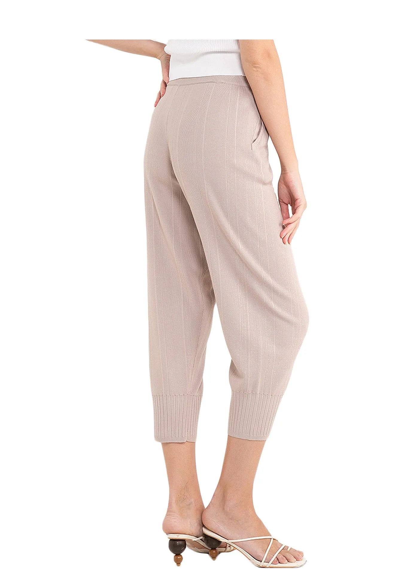 ELLE Apparel Straight Leg Drawstring Waist Knit Pants