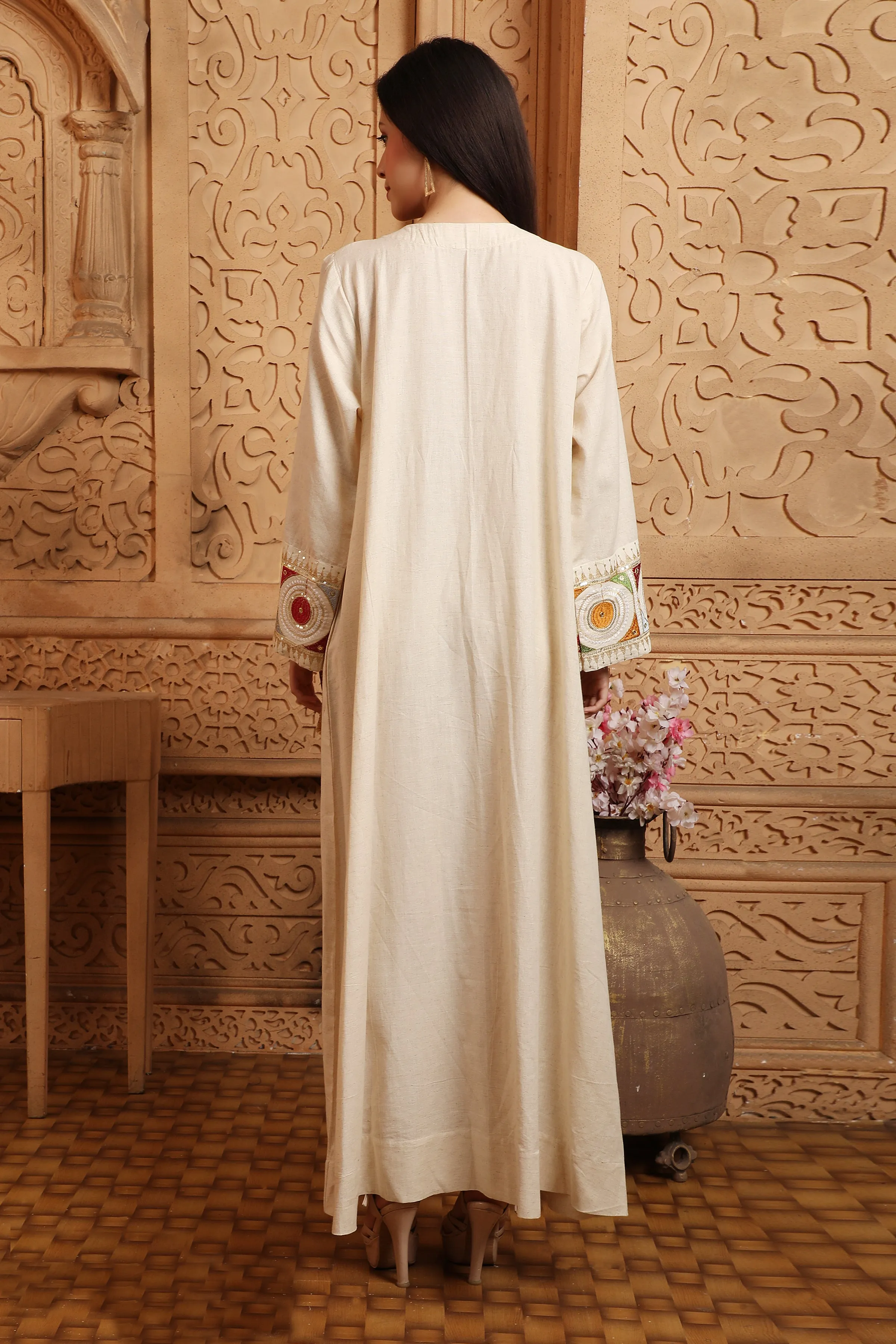 Embroidered Caftan Sequin Abaya Turkish Long Dress Robe