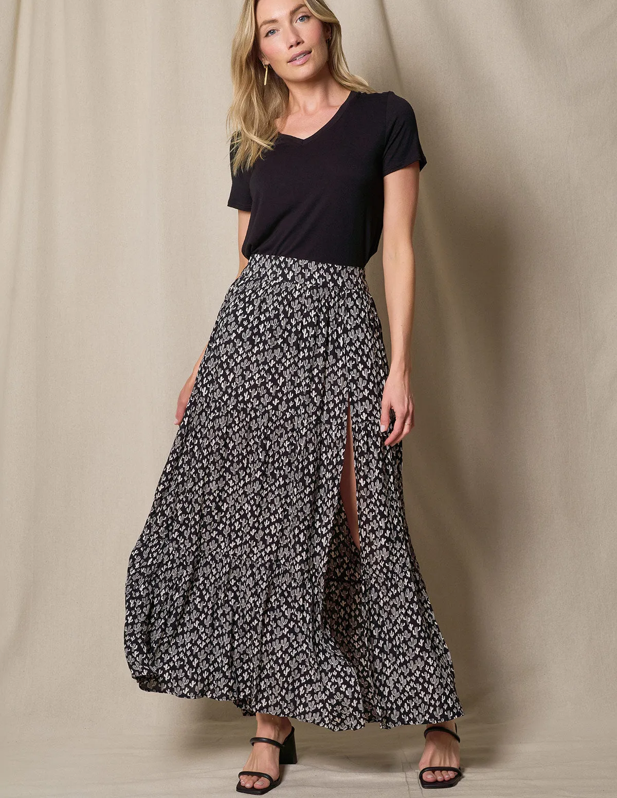 Eva Maxi Skirt - Cactus Print