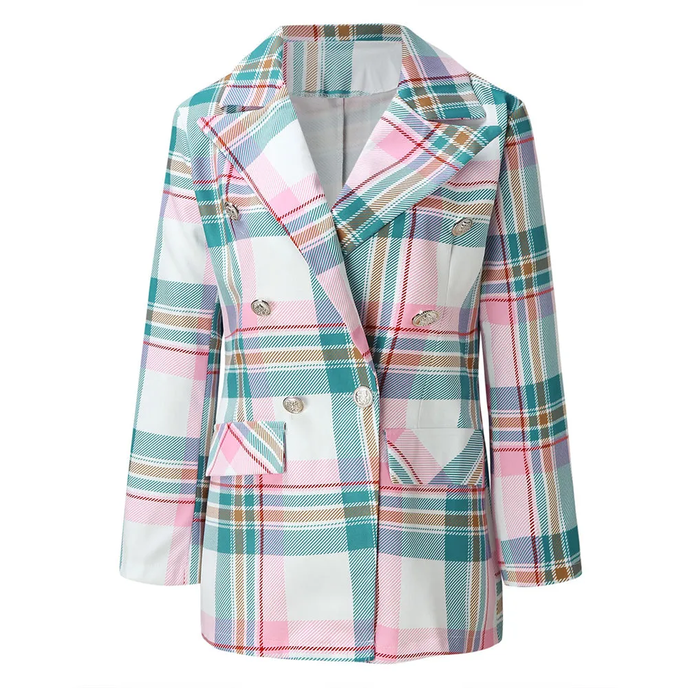 Fashion Lapel Plaid Printed Blazer