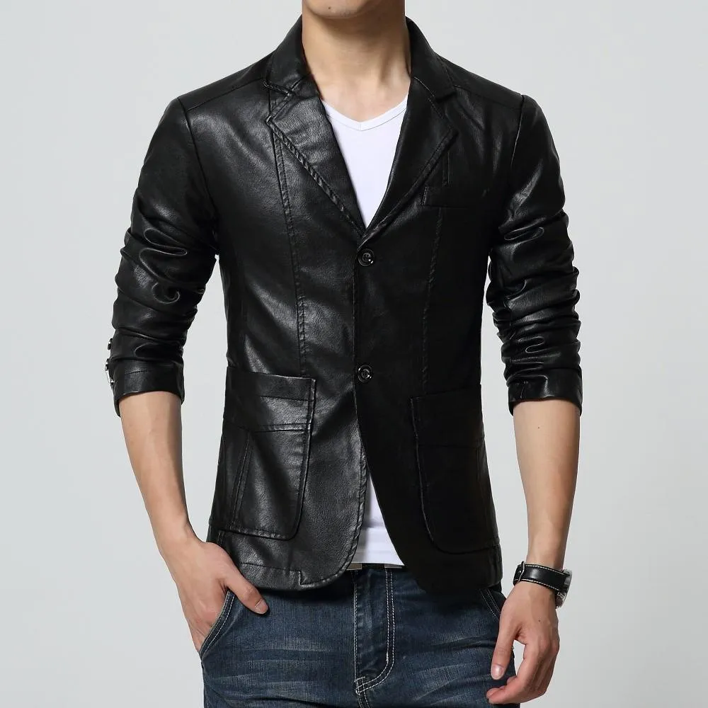 Faux Leather Slim Blazer