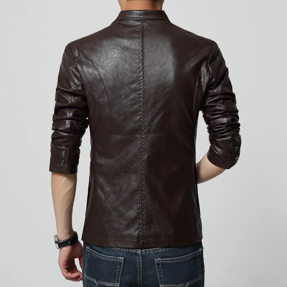 Faux Leather Slim Blazer