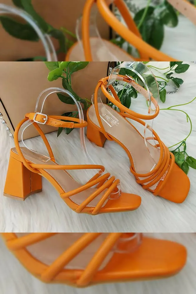 Flared Block Heel Ankle Strap Sandals