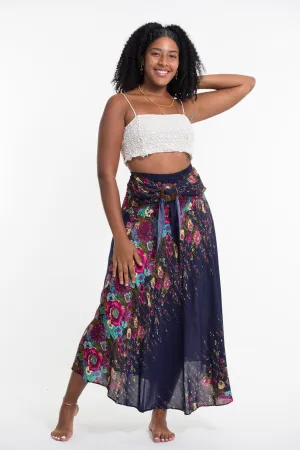 Floral Handkerchief Midi Skirt in Blue