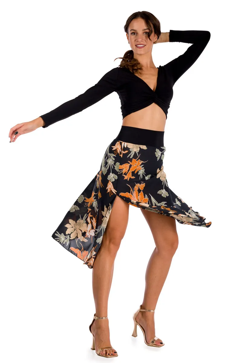 Floral Midi Skirt With Back Movement