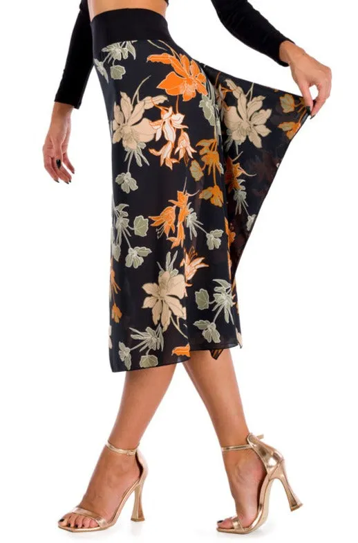 Floral Midi Skirt With Back Movement