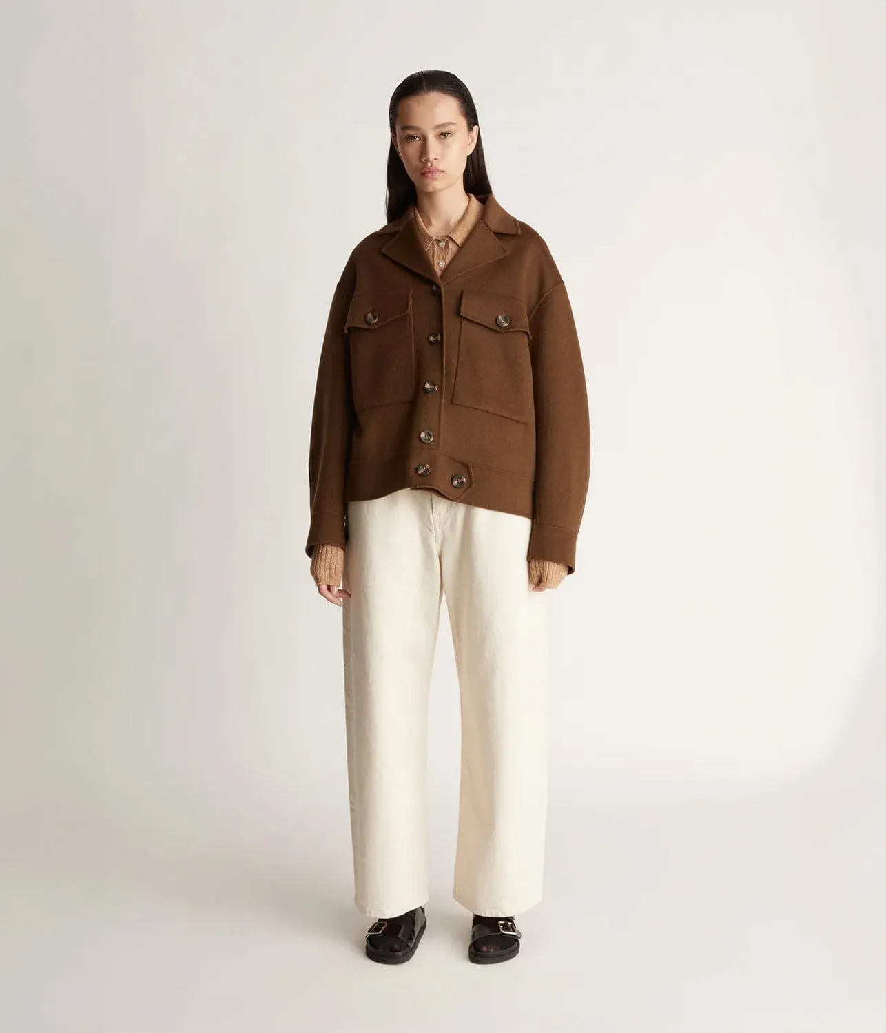 FLORENTINE CASHMERE WORKER JACKET- PECAN