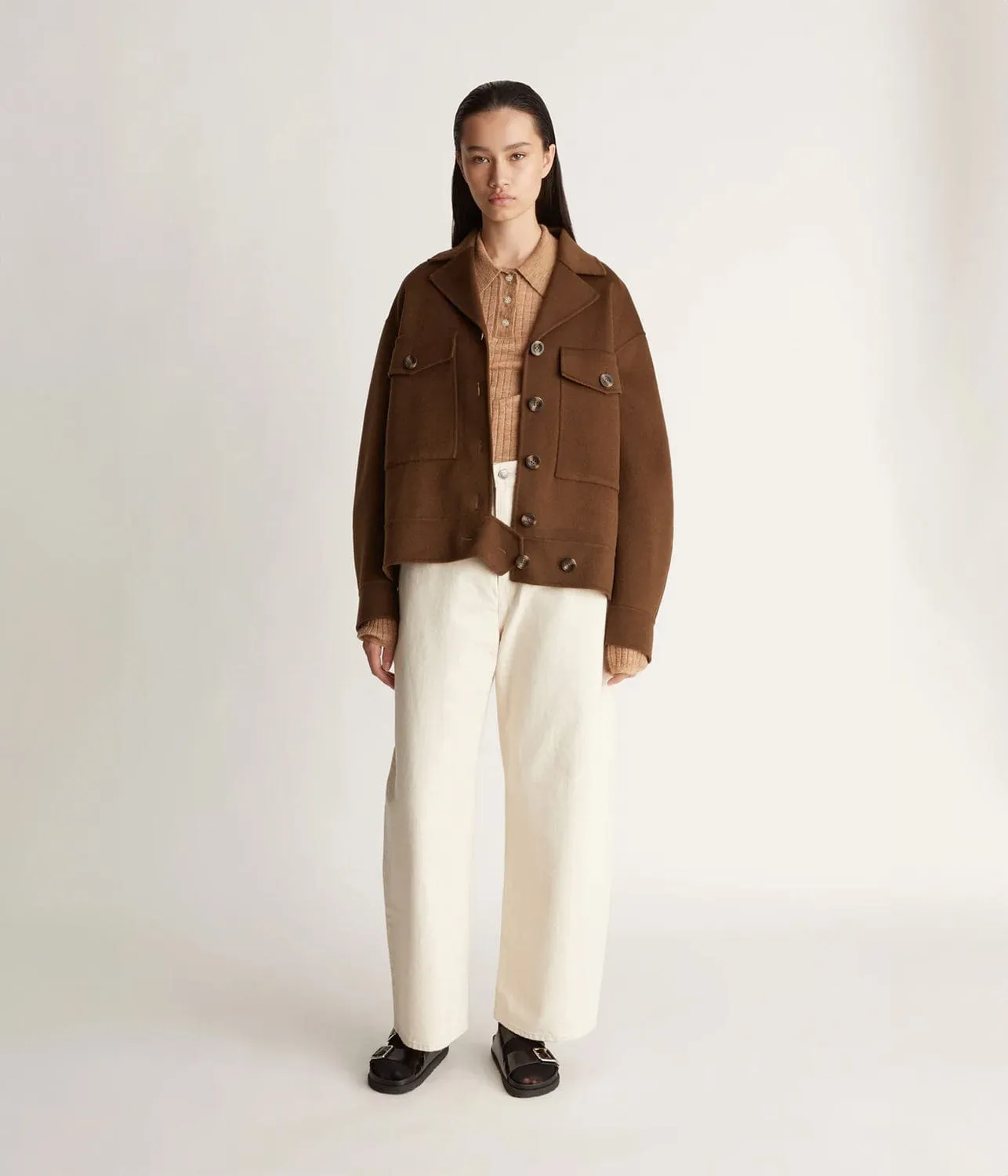 FLORENTINE CASHMERE WORKER JACKET- PECAN