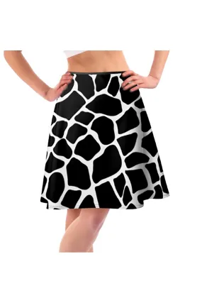 Giraffe Print Flared Skirt