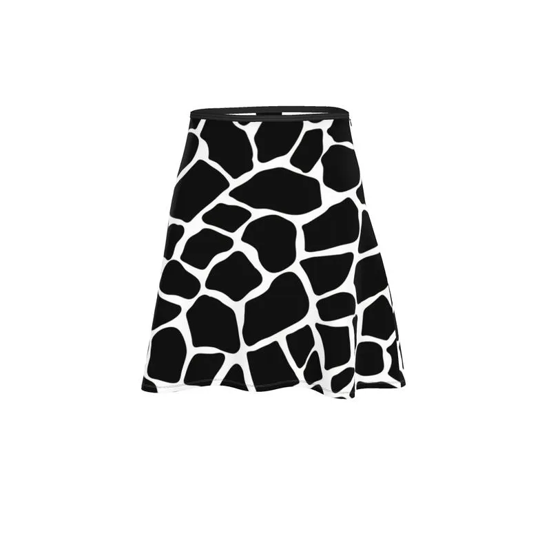 Giraffe Print Flared Skirt