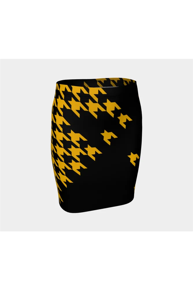 Golden Houndstooth Fitted Skirt